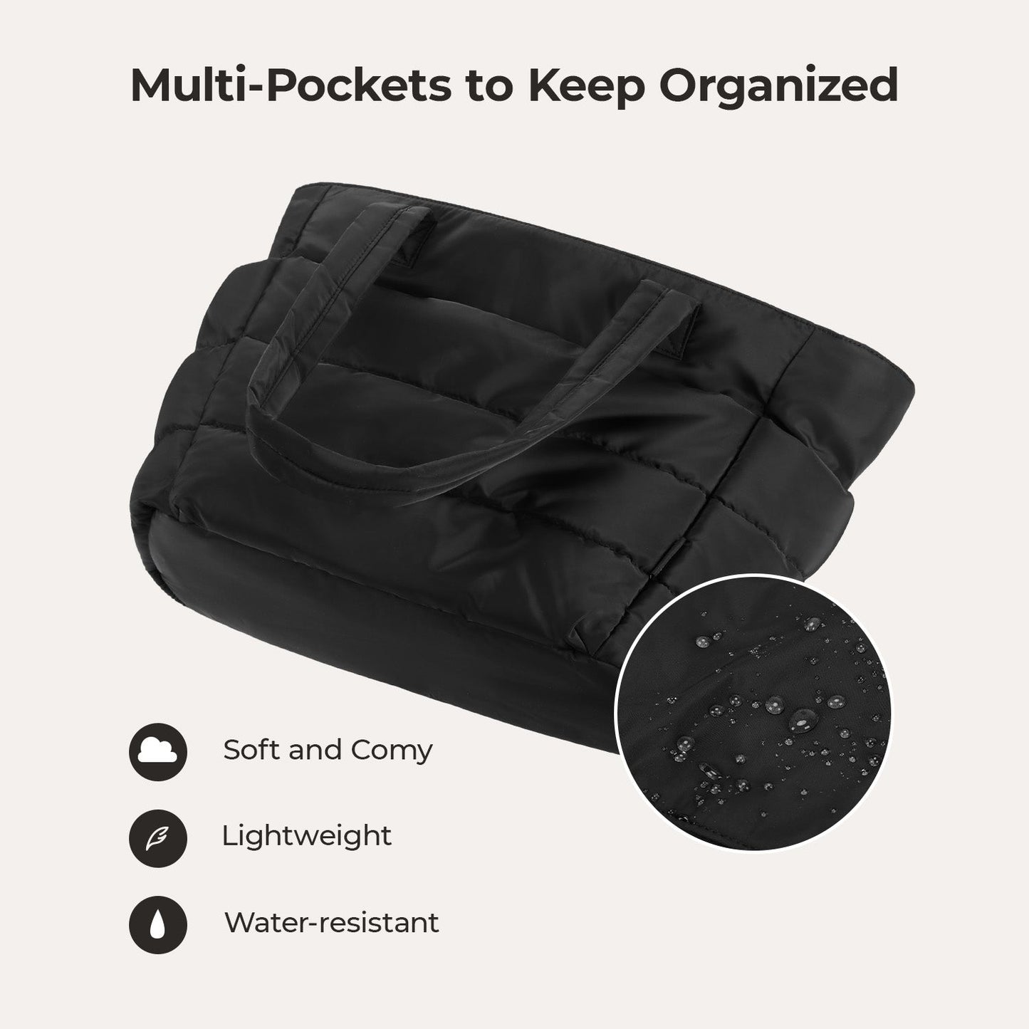 20L Puffy Tote Bag with 15.6" Laptop Compartment